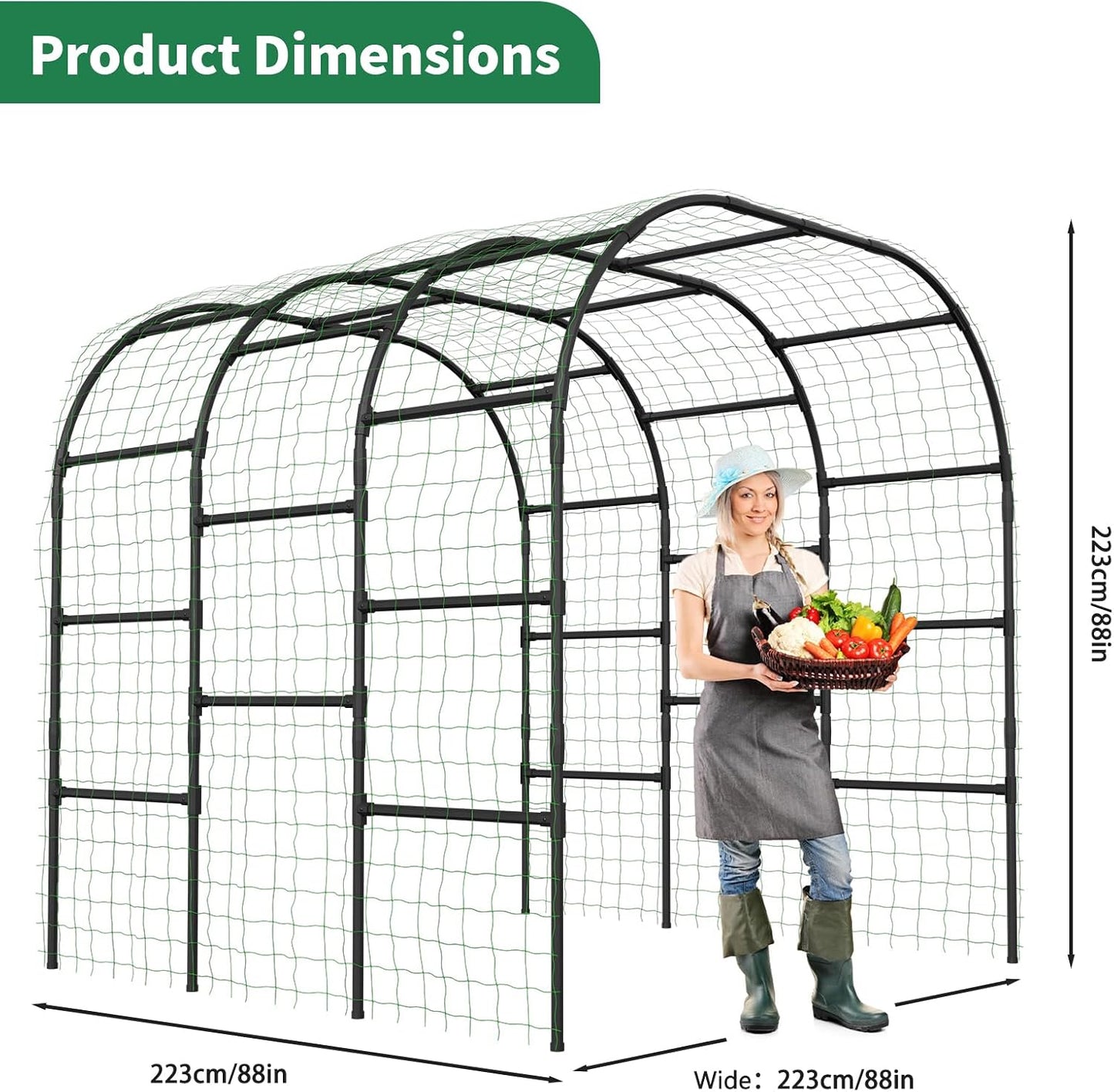 71" x 47" x 83" Garden Arch Trellis for Climbing Plants Outdoor