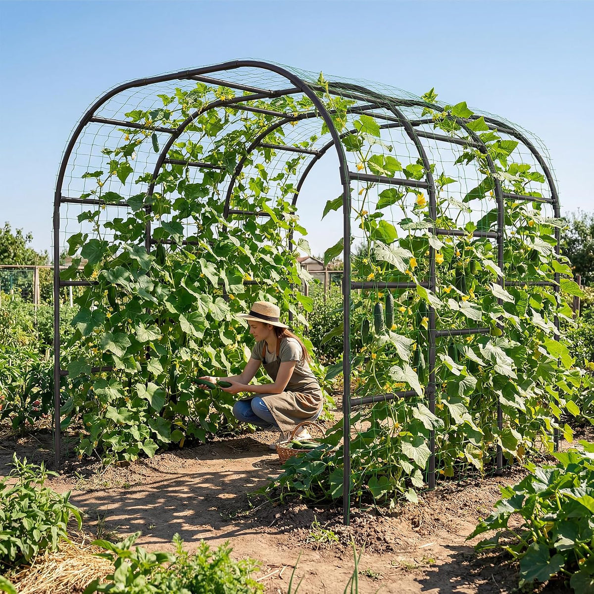 71" x 47" x 83" Garden Arch Trellis for Climbing Plants Outdoor