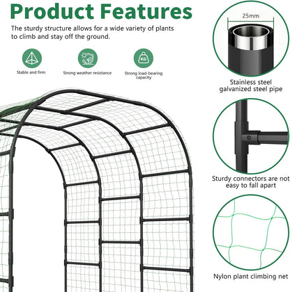71" x 47" x 83" Garden Arch Trellis for Climbing Plants Outdoor