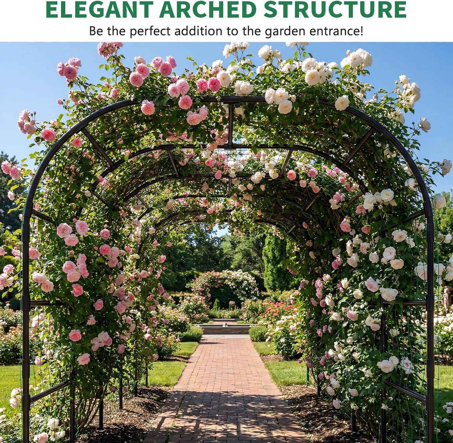 71" x 47" x 83" Garden Arch Trellis for Climbing Plants Outdoor