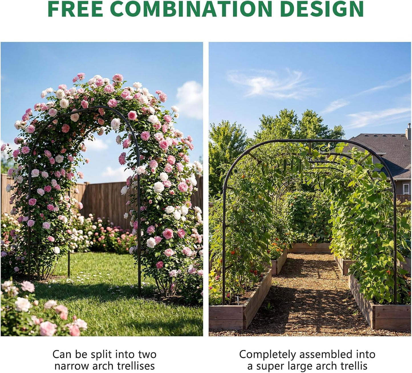 71" x 47" x 83" Garden Arch Trellis for Climbing Plants Outdoor