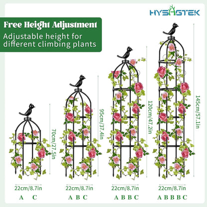 2 Pack Garden Obelisk Trellis for Climbing Plants, Garden Outdoor Indoor Potted Plant Support, Removable Obelisk Trellis with 20 Plant Clips