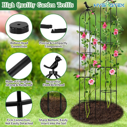 2 Pack Garden Obelisk Trellis for Climbing Plants, Garden Outdoor Indoor Potted Plant Support, Removable Obelisk Trellis with 20 Plant Clips