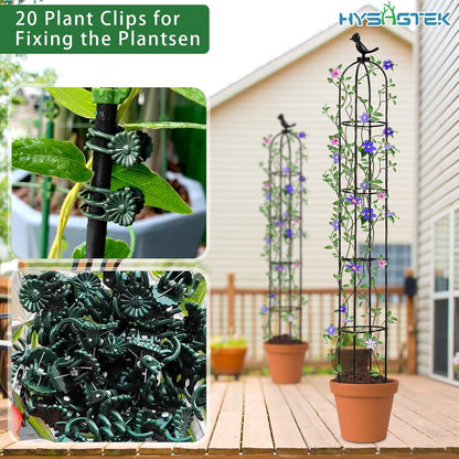 2 Pack Garden Obelisk Trellis for Climbing Plants, Garden Outdoor Indoor Potted Plant Support, Removable Obelisk Trellis with 20 Plant Clips