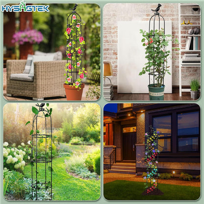 2 Pack Garden Obelisk Trellis for Climbing Plants, Garden Outdoor Indoor Potted Plant Support, Removable Obelisk Trellis with 20 Plant Clips