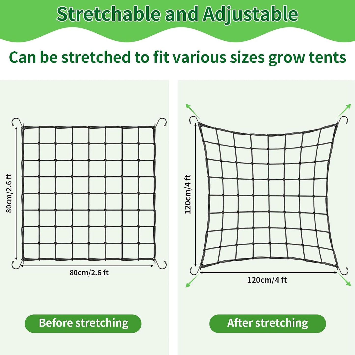 Trellis Netting, Scrog Net 4×4 ft, Heavy-Duty, Grow Tent Accessories, 1 Pcs