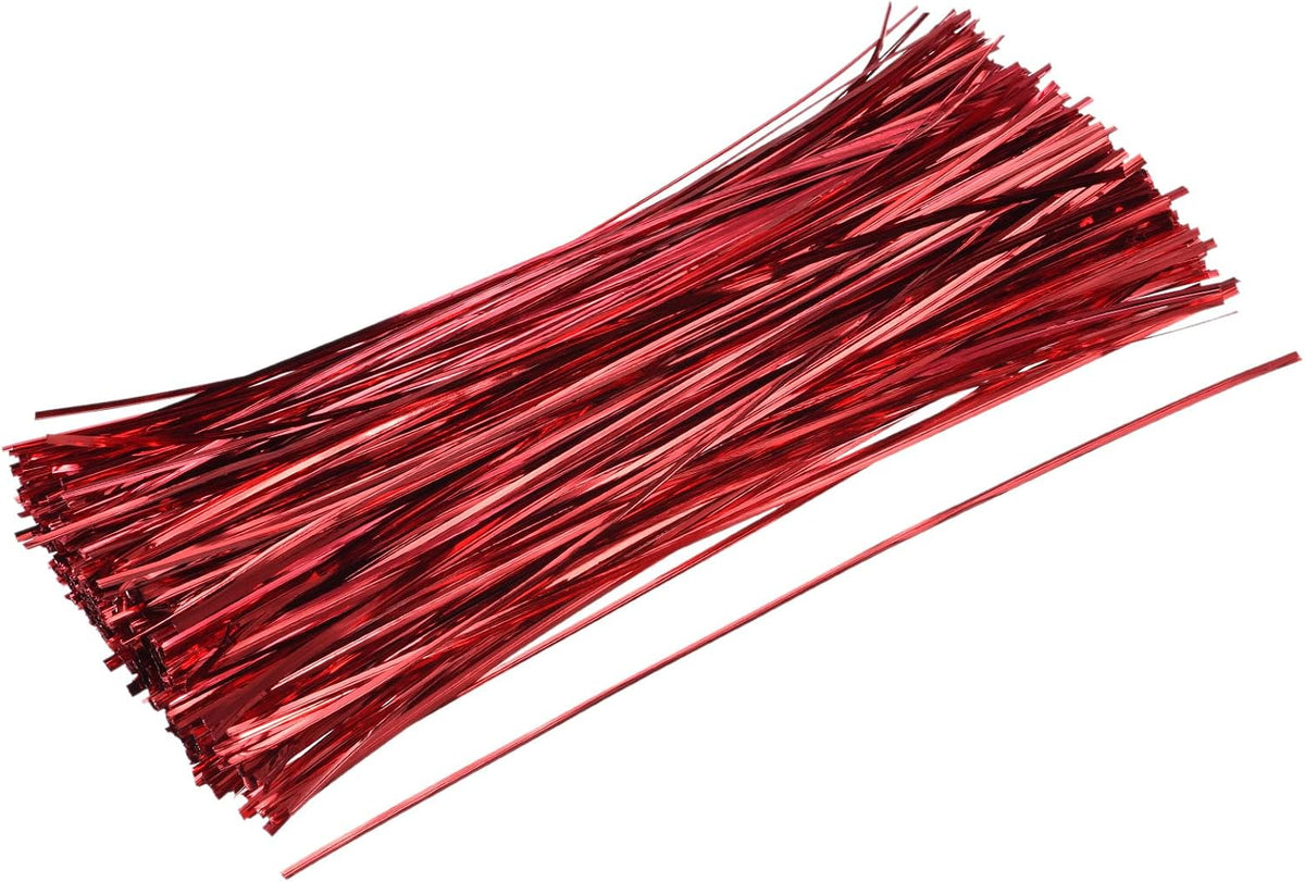 Foil Twist Ties 12" 30cm Metallic Plastic Closure Tie for Tying Bread, Candy, Cookies, Gift Bags Arts Crafts Ties Red Pack of 750