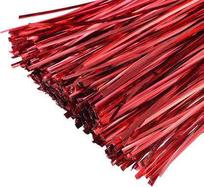 Foil Twist Ties 12" 30cm Metallic Plastic Closure Tie for Tying Bread, Candy, Cookies, Gift Bags Arts Crafts Ties Red Pack of 750
