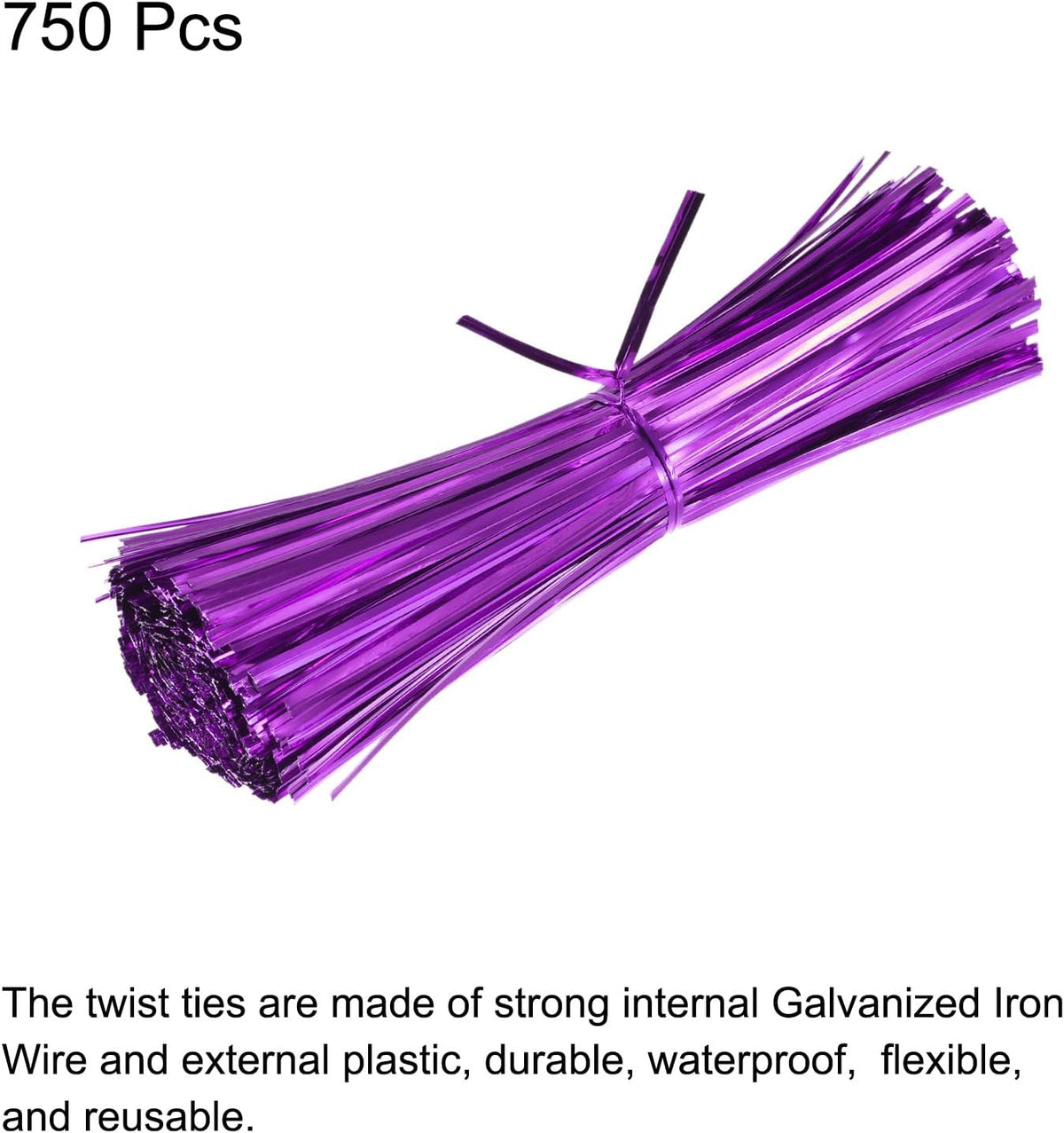 Foil Twist Ties 12" 30cm Metallic Plastic Closure Tie for Tying Bread, Candy, Cookies, Gift Bags Arts Crafts Ties Red Pack of 750