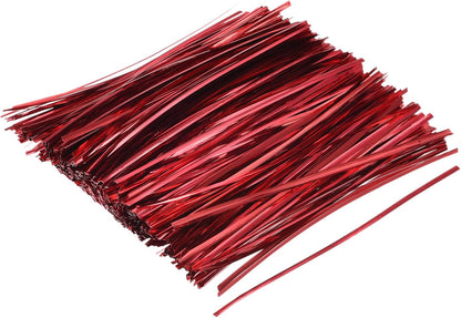Foil Twist Ties 12" 30cm Metallic Plastic Closure Tie for Tying Bread, Candy, Cookies, Gift Bags Arts Crafts Ties Red Pack of 750