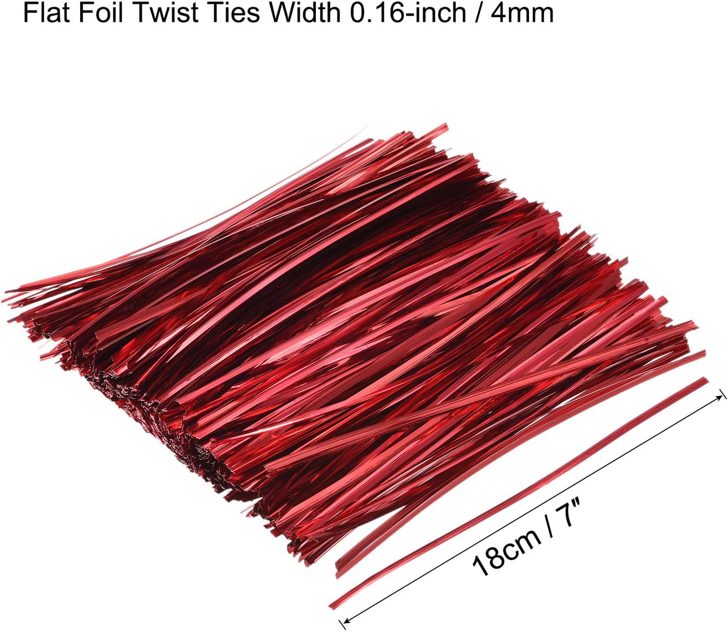 Foil Twist Ties 12" 30cm Metallic Plastic Closure Tie for Tying Bread, Candy, Cookies, Gift Bags Arts Crafts Ties Red Pack of 750