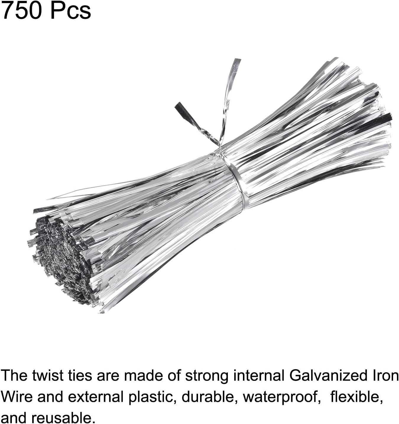 Foil Twist Ties 12" 30cm Metallic Plastic Closure Tie for Tying Bread, Candy, Cookies, Gift Bags Arts Crafts Ties Red Pack of 750