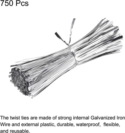 Foil Twist Ties 12" 30cm Metallic Plastic Closure Tie for Tying Bread, Candy, Cookies, Gift Bags Arts Crafts Ties Red Pack of 750