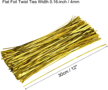 Foil Twist Ties 12" 30cm Metallic Plastic Closure Tie for Tying Bread, Candy, Cookies, Gift Bags Arts Crafts Ties Red Pack of 750