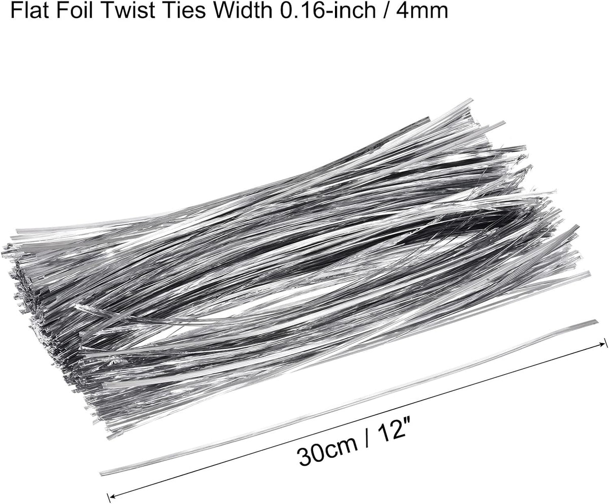 Foil Twist Ties 12" 30cm Metallic Plastic Closure Tie for Tying Bread, Candy, Cookies, Gift Bags Arts Crafts Ties Red Pack of 750