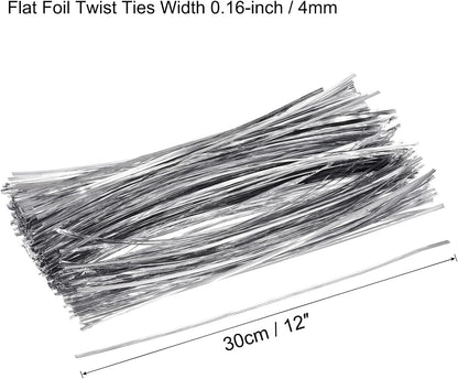 Foil Twist Ties 12" 30cm Metallic Plastic Closure Tie for Tying Bread, Candy, Cookies, Gift Bags Arts Crafts Ties Red Pack of 750