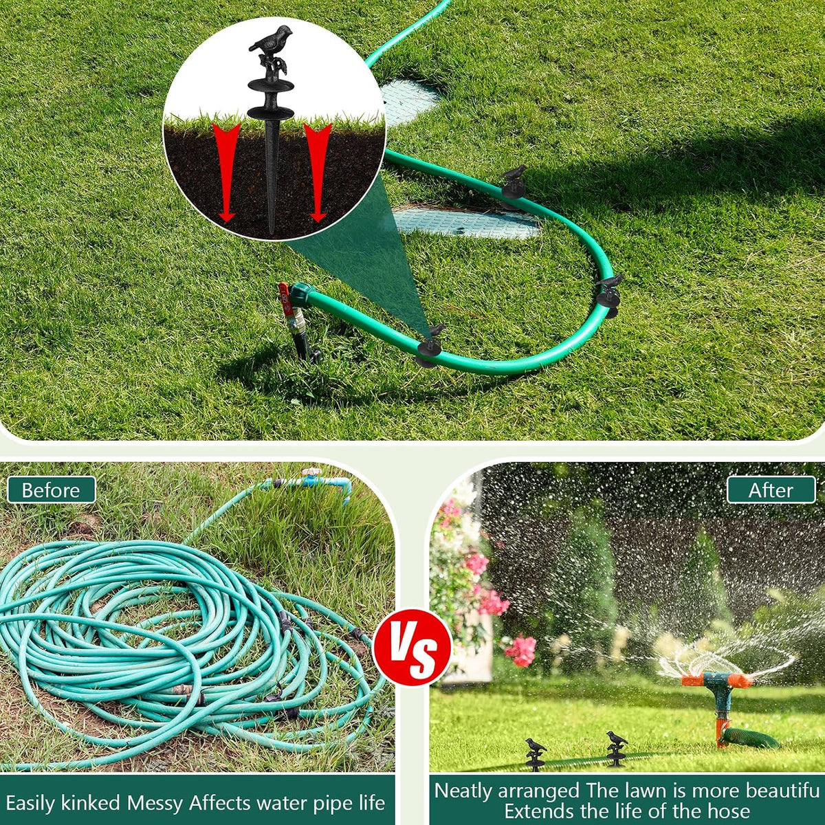 Garden Hose Guide Spike 12 Inch, Bird, 2 Pcs