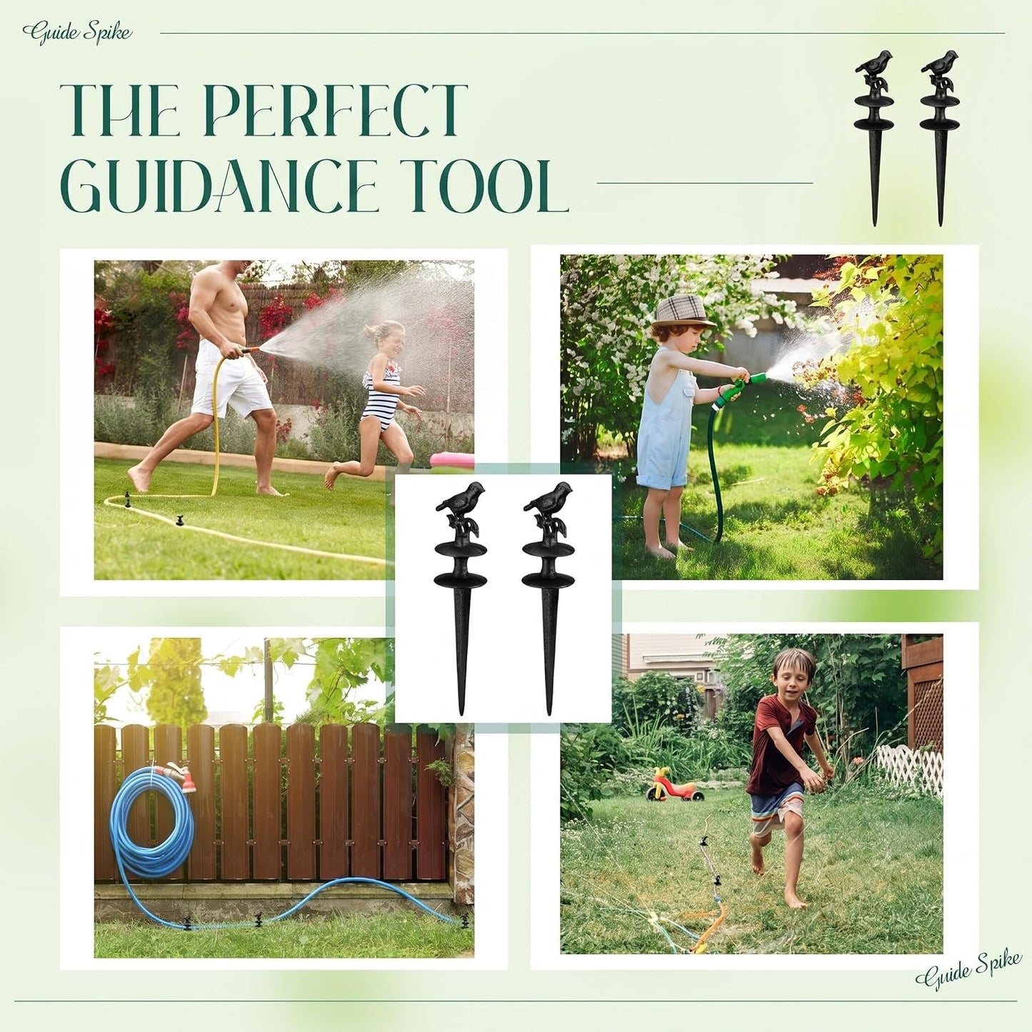 Garden Hose Guide Spike 12 Inch, Bird, 2 Pcs