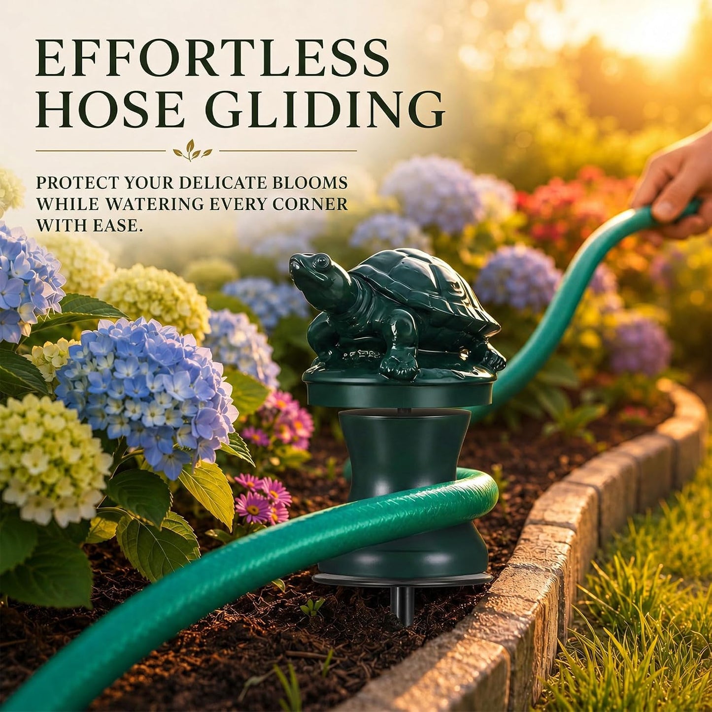 3 Pcs Garden Hose Guide Stake 12 Inch Heavy Duty Metal Water Hose Guard Roller Guide Decorative Garden Stake Spike for Flower Bed Plant Protection Outside Yard Lawn