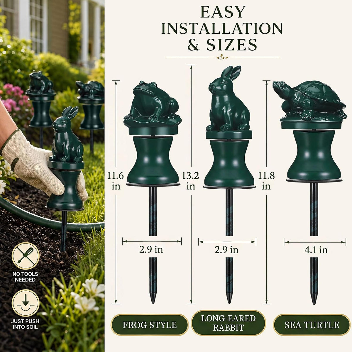 3 Pcs Garden Hose Guide Stake 12 Inch Heavy Duty Metal Water Hose Guard Roller Guide Decorative Garden Stake Spike for Flower Bed Plant Protection Outside Yard Lawn