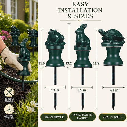 3 Pcs Garden Hose Guide Stake 12 Inch Heavy Duty Metal Water Hose Guard Roller Guide Decorative Garden Stake Spike for Flower Bed Plant Protection Outside Yard Lawn