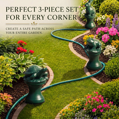 3 Pcs Garden Hose Guide Stake 12 Inch Heavy Duty Metal Water Hose Guard Roller Guide Decorative Garden Stake Spike for Flower Bed Plant Protection Outside Yard Lawn