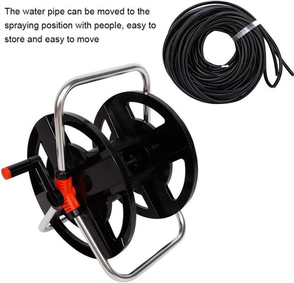 Garden Hose Reel, Heavy Duty Aluminum Hand Cranked Water Hose Reel Cart with 114ft Capacity ABS Frame, Portable Hose Holder for Yard Lawn Patio Outdoor
