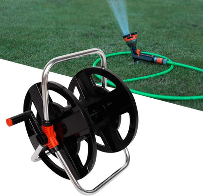 Garden Hose Reel, Heavy Duty Aluminum Hand Cranked Water Hose Reel Cart with 114ft Capacity ABS Frame, Portable Hose Holder for Yard Lawn Patio Outdoor