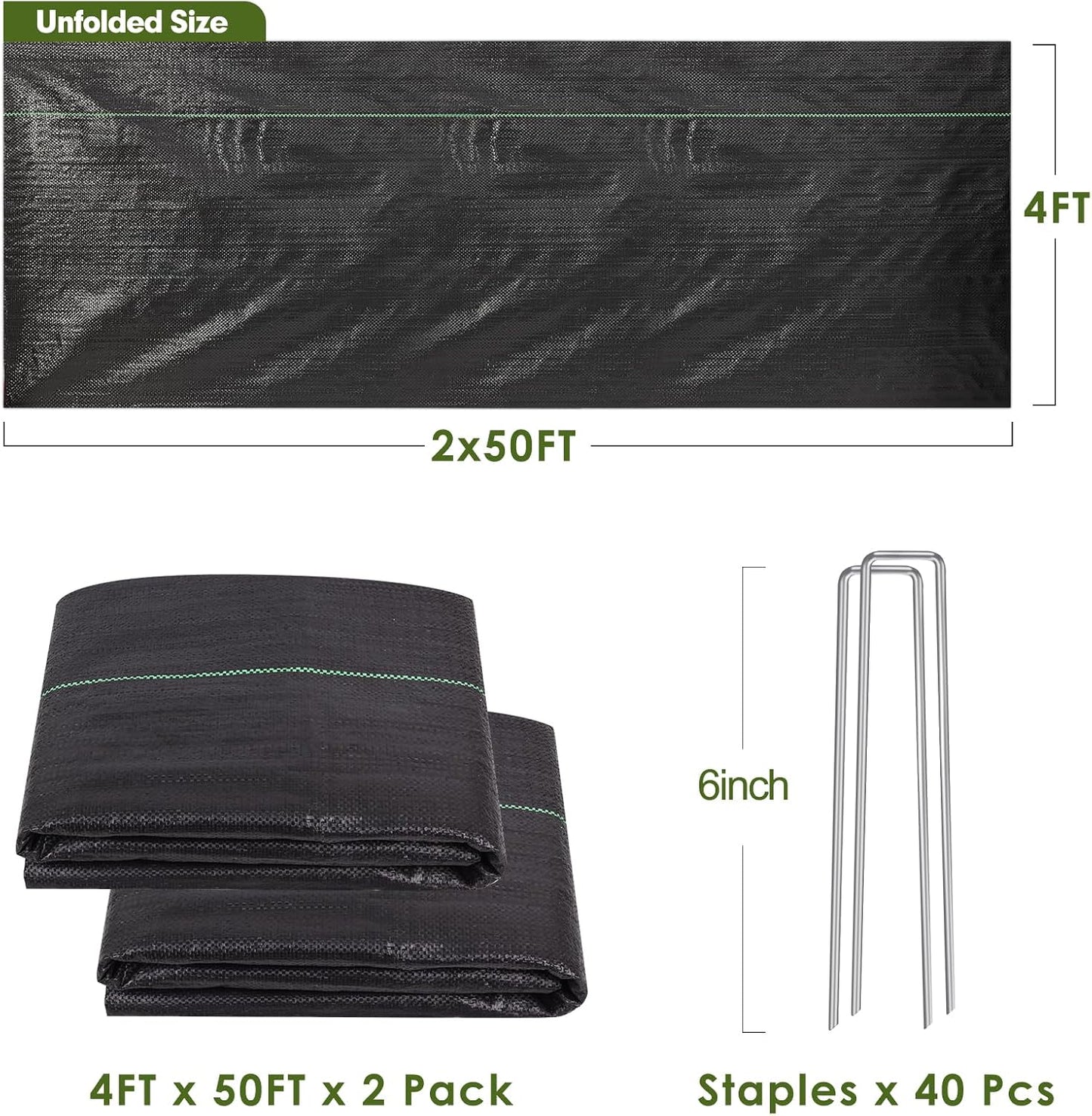 2.6FT x 100FT Weed Barrier Fabric, 3oz Landscape Fabric Heavy Duty