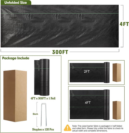 2.6FT x 100FT Weed Barrier Fabric, 3oz Landscape Fabric Heavy Duty
