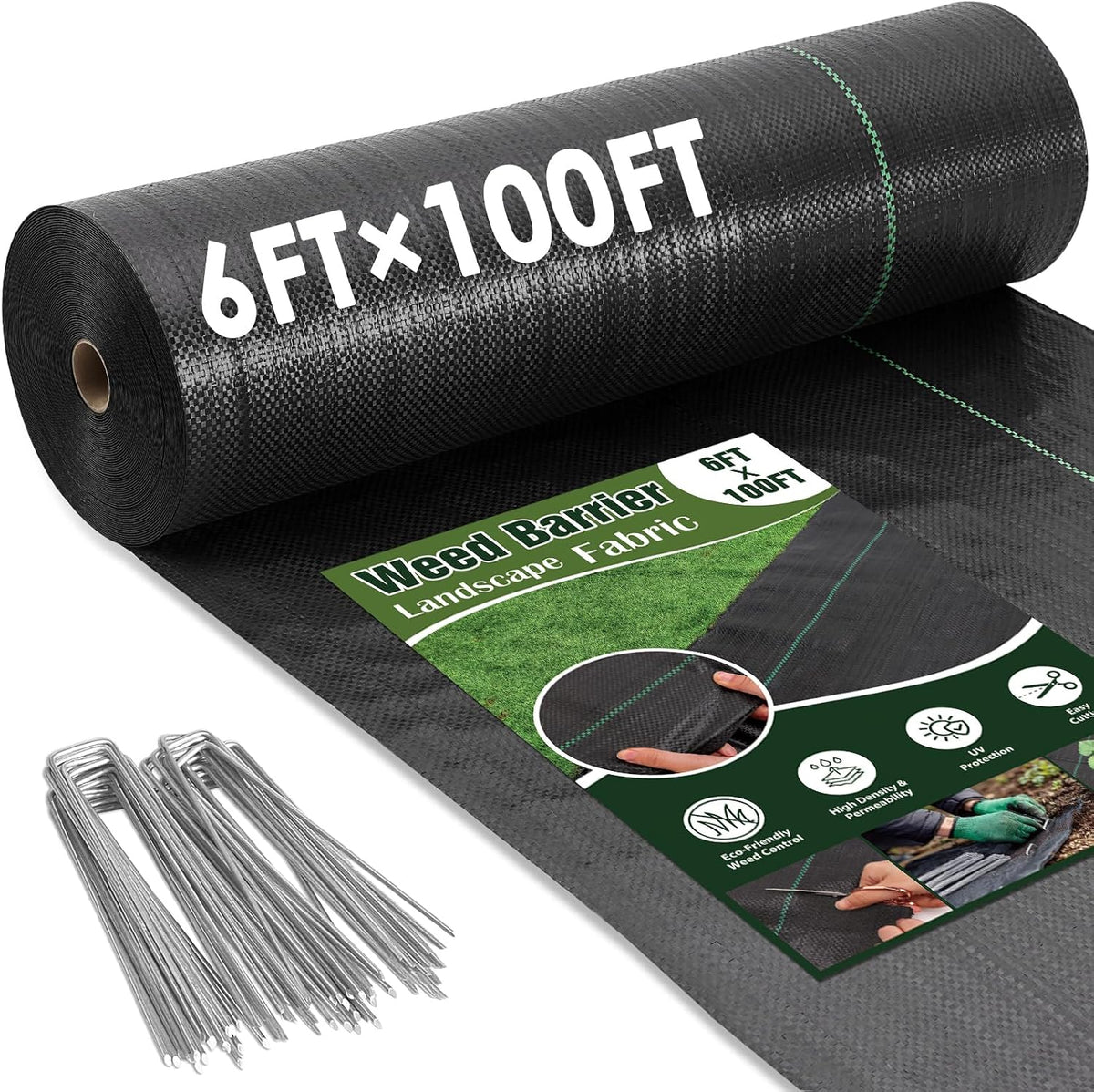 2.6FT x 100FT Weed Barrier Fabric, 3oz Landscape Fabric Heavy Duty