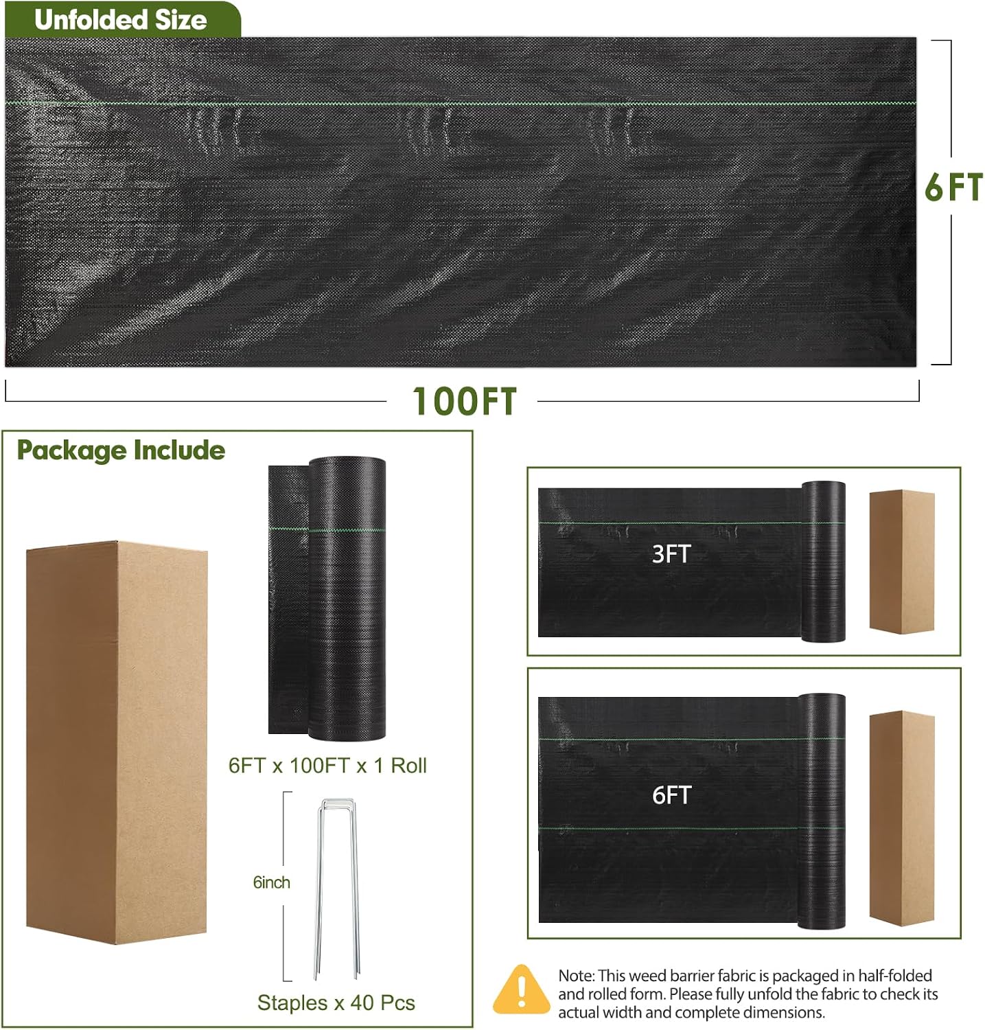 2.6FT x 100FT Weed Barrier Fabric, 3oz Landscape Fabric Heavy Duty