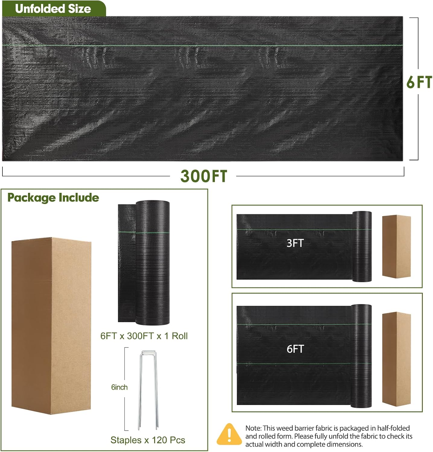 2.6FT x 100FT Weed Barrier Fabric, 3oz Landscape Fabric Heavy Duty