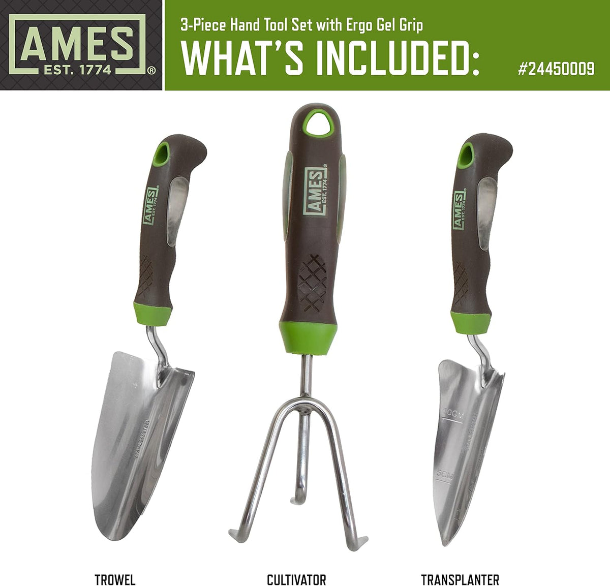 24452009 2-pc. Ergo Gel Grip Garden Tool Set with Hand Trowel & Soil Scoop