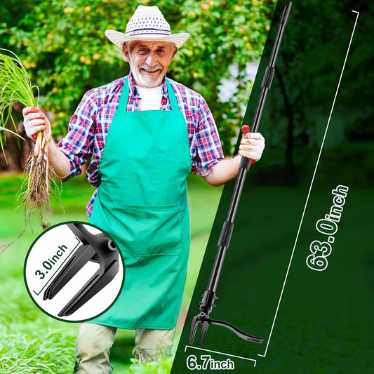 Weed-Puller-Tool-with-Long-Handle, 63" Adjustable Stand Up Weeding Tool with Heavy-Duty 4-Claw Weeder for Effortless Weeding Without Bending, Pulling, or Kneeling