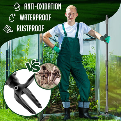 Weed-Puller-Tool-with-Long-Handle, 63" Adjustable Stand Up Weeding Tool with Heavy-Duty 4-Claw Weeder for Effortless Weeding Without Bending, Pulling, or Kneeling
