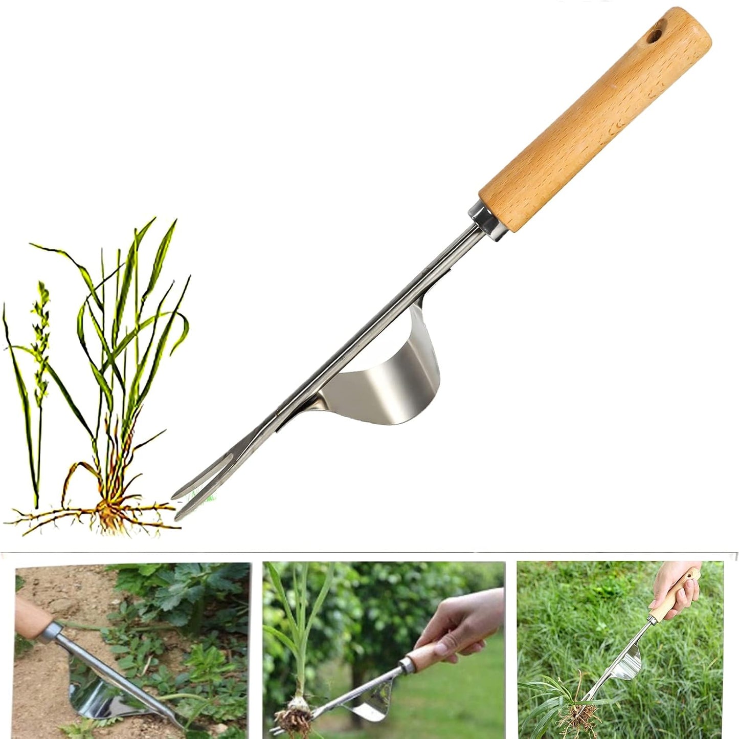 Garden Weeder Hand Tool,Ergonomic Weeding Tools,Stainless Steel Base - Easy Weed Removal and Deeper Digging for Planting and Weeding V…