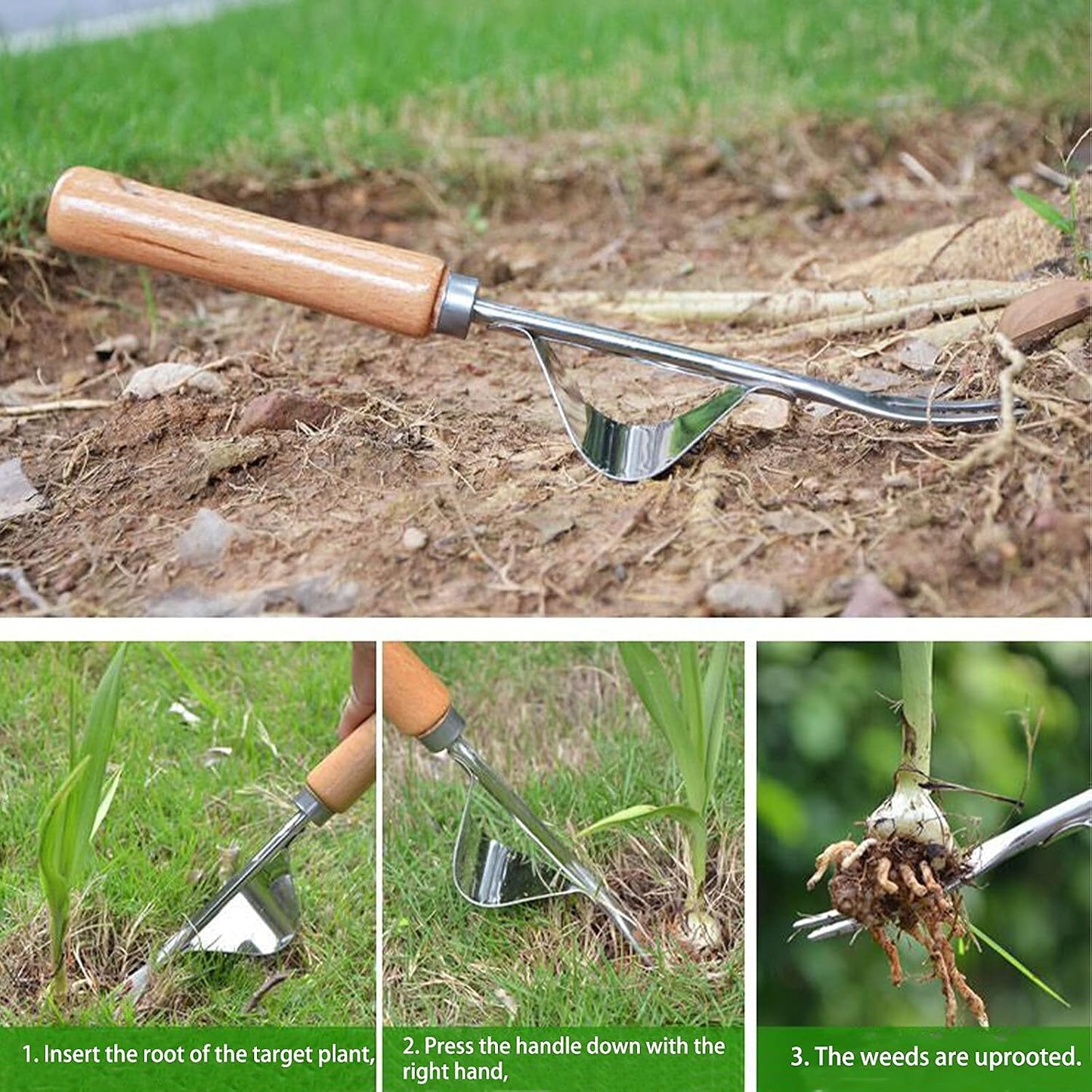 Garden Weeder Hand Tool,Ergonomic Weeding Tools,Stainless Steel Base - Easy Weed Removal and Deeper Digging for Planting and Weeding V…