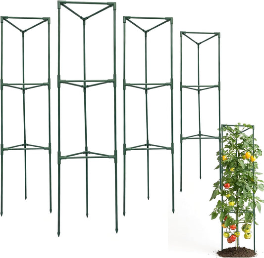 Tomato Cages for Garden,4 Pack 50in Tall Tomato Plant Support Stakes Adjustable Heavy Duty Steel Plant Tower Stakes, Updated Cucumber Trellis Garden Cages for Climbing Plants Vegetable Flowers