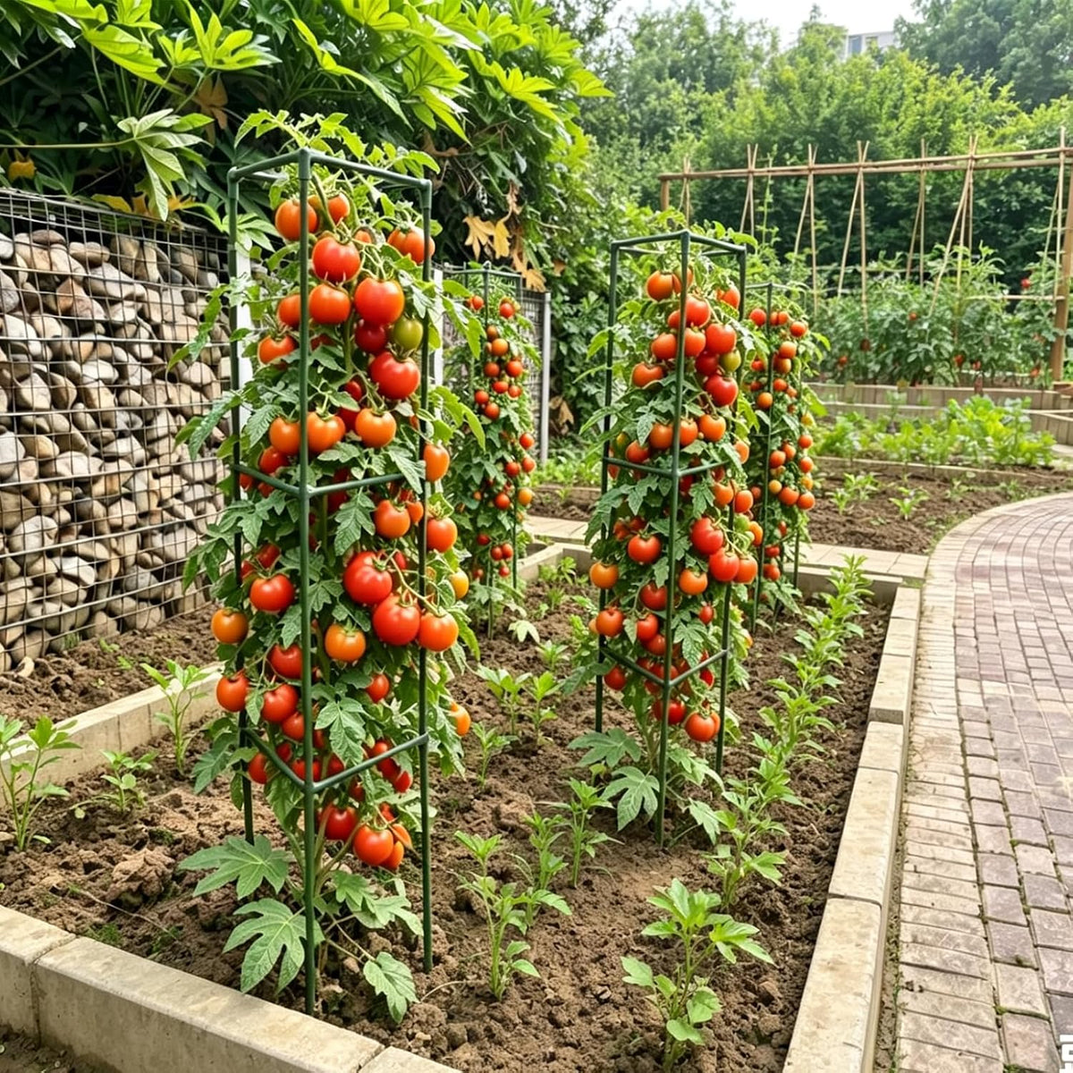 Tomato Cages for Garden,4 Pack 50in Tall Tomato Plant Support Stakes Adjustable Heavy Duty Steel Plant Tower Stakes, Updated Cucumber Trellis Garden Cages for Climbing Plants Vegetable Flowers