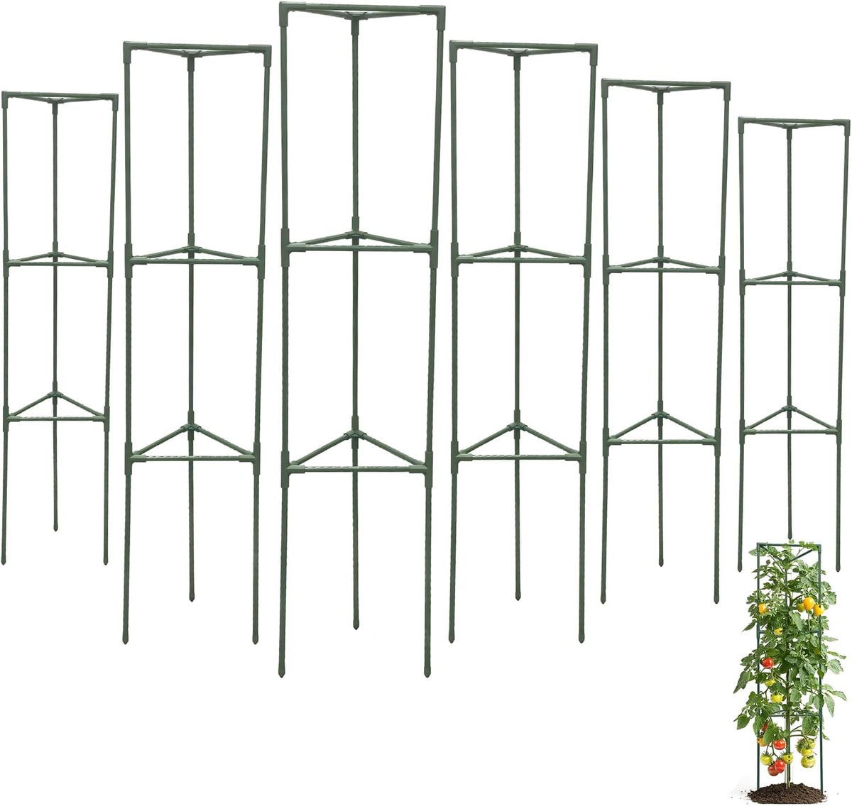 Tomato Cages for Garden,4 Pack 50in Tall Tomato Plant Support Stakes Adjustable Heavy Duty Steel Plant Tower Stakes, Updated Cucumber Trellis Garden Cages for Climbing Plants Vegetable Flowers