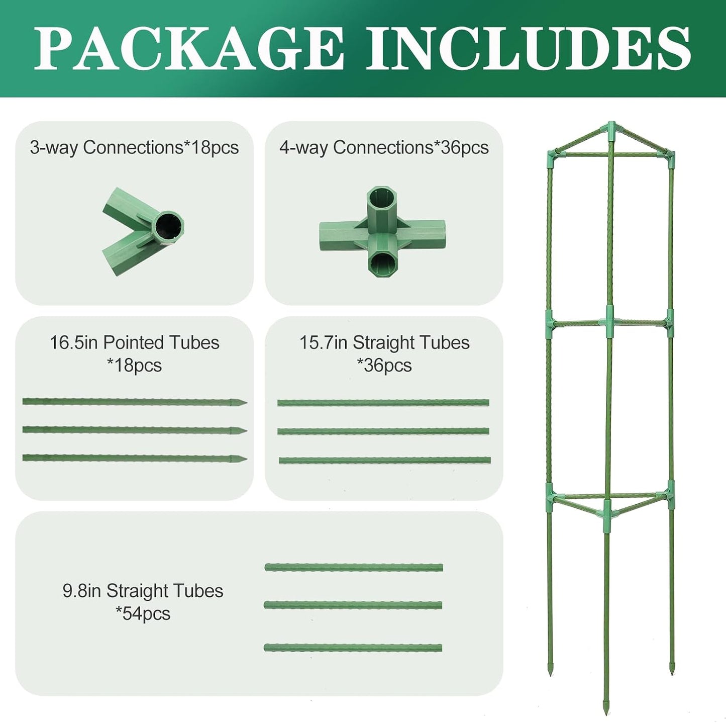 Tomato Cages for Garden,4 Pack 50in Tall Tomato Plant Support Stakes Adjustable Heavy Duty Steel Plant Tower Stakes, Updated Cucumber Trellis Garden Cages for Climbing Plants Vegetable Flowers