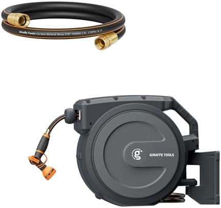 Leader Hose 10ft x 5/8", Short Water Hose Heavy Duty for Hose Reel with Double Female Fittings and Hose Reel 1/2"78ft, Heavy Duty with Any Length Lock, Slow Return System, Wall Mounted