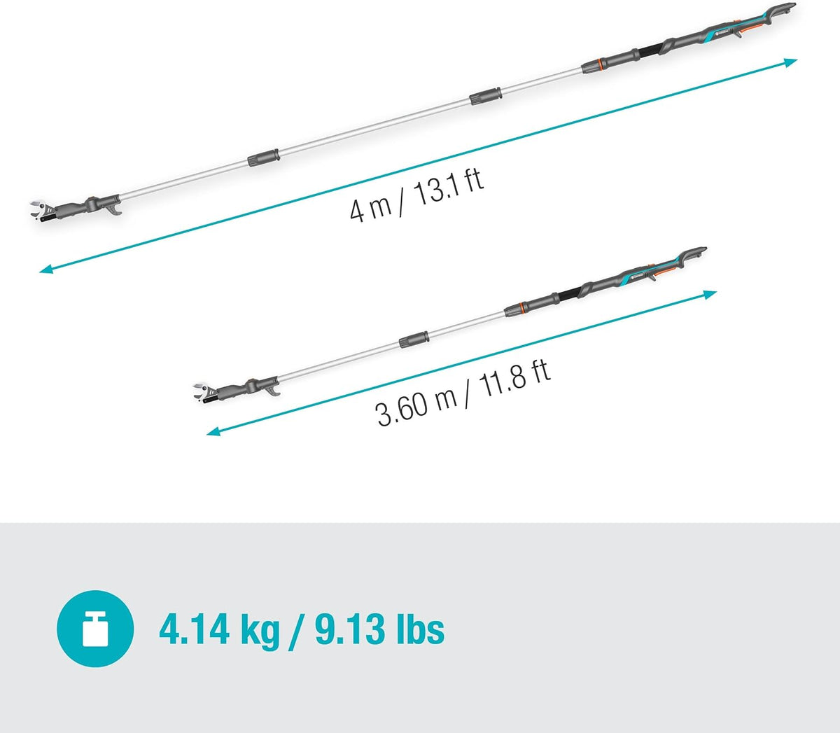 Cordless Telescopic Tree Pruner HighCut 360/18V P4A no battery: Lopper with telescopic handle for branches up to 5 m high, rotating cutting head, ergonomic handle, LED display (14776-55)
