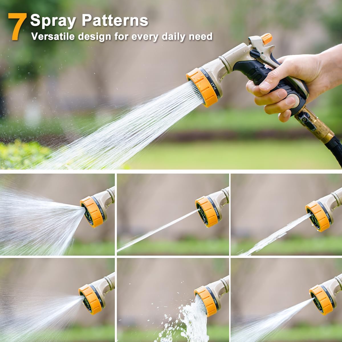 Metal Garden Hose Nozzle Heavy Duty, Rear Trigger Water Sprayer