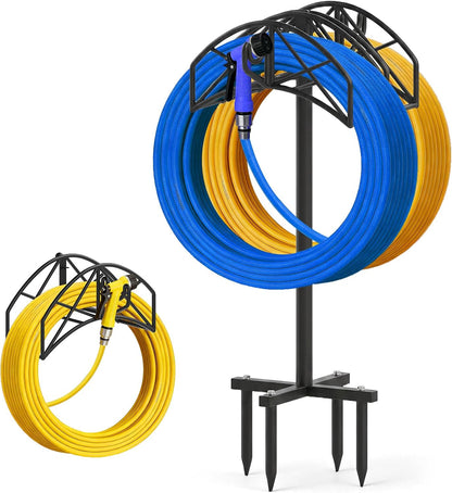 Garden Water Hose Holder Heavy Duty Stand With 4 Spikes, 2Pc Basket