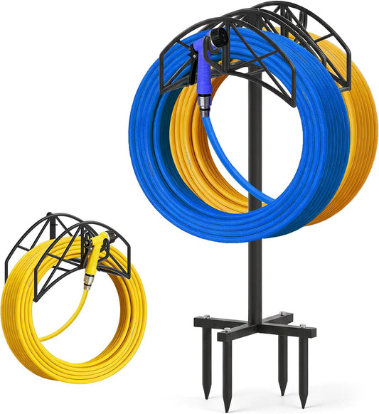Garden Water Hose Holder Heavy Duty Stand With 4 Spikes, 2Pc Basket