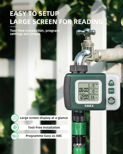 Sprinkler Timer: Programmable Water Timer for Garden Hose, Outdoor Soaker Hose Timed with Rain Delay/Automatic Watering System, Digital Irrigation for Yard, Lawn, 1 Outlet, Manual Mode System
