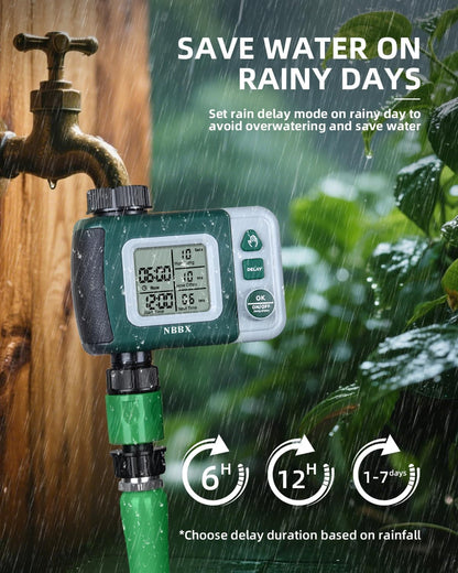 Sprinkler Timer: Programmable Water Timer for Garden Hose, Outdoor Soaker Hose Timed with Rain Delay/Automatic Watering System, Digital Irrigation for Yard, Lawn, 1 Outlet, Manual Mode System