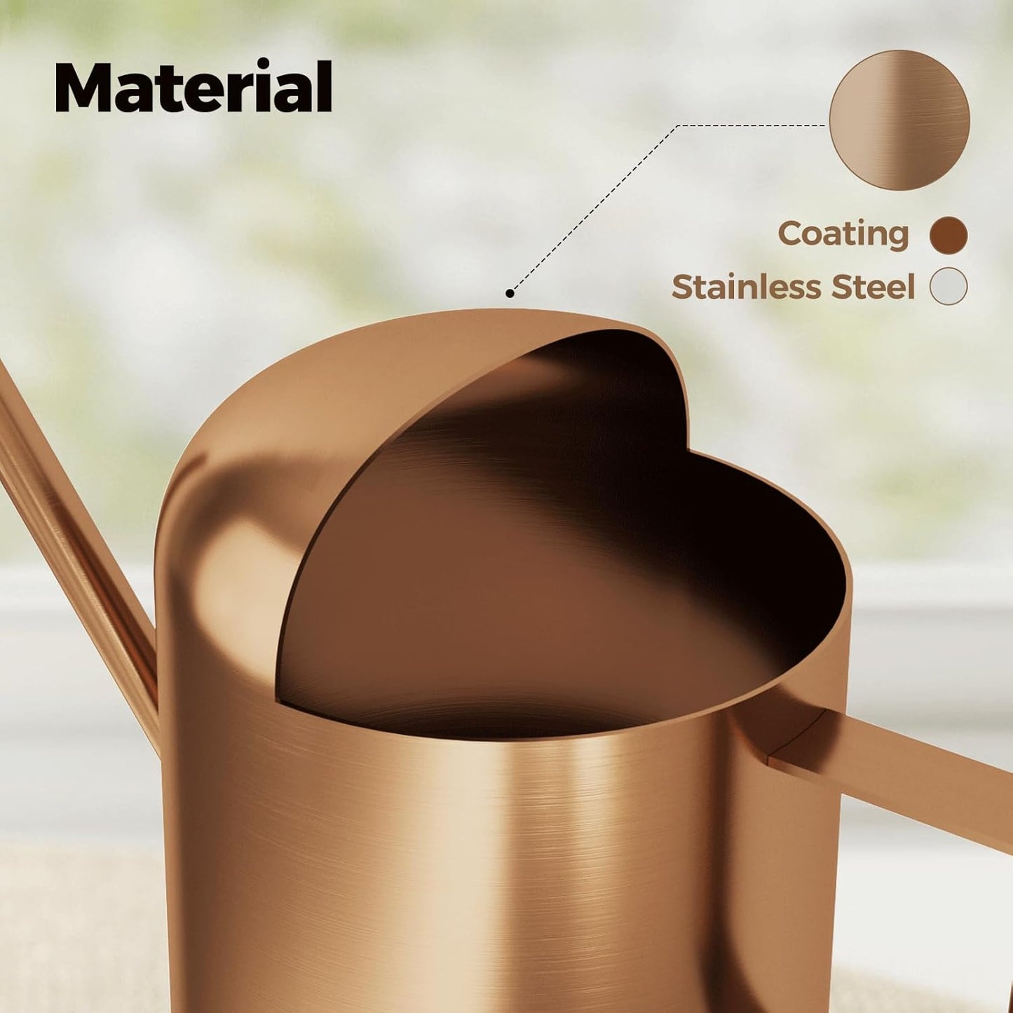 Small Watering Can Indoor Outdoor Plant Metal Stainless Steel Long Spoutt Flowers Watering Cans for House Garden Plants 10OZ Watering Bottle Cute Decorative for Bonsai(Bronze)
